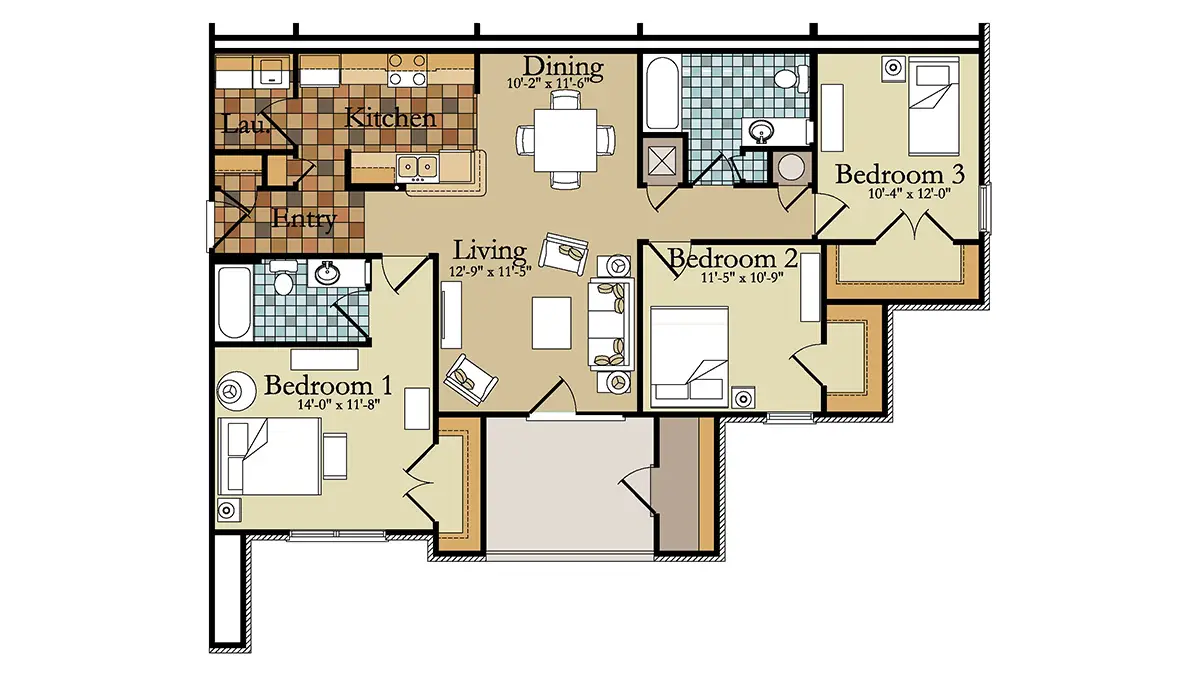 Contoh Denah apartemen Tanpa Balkon