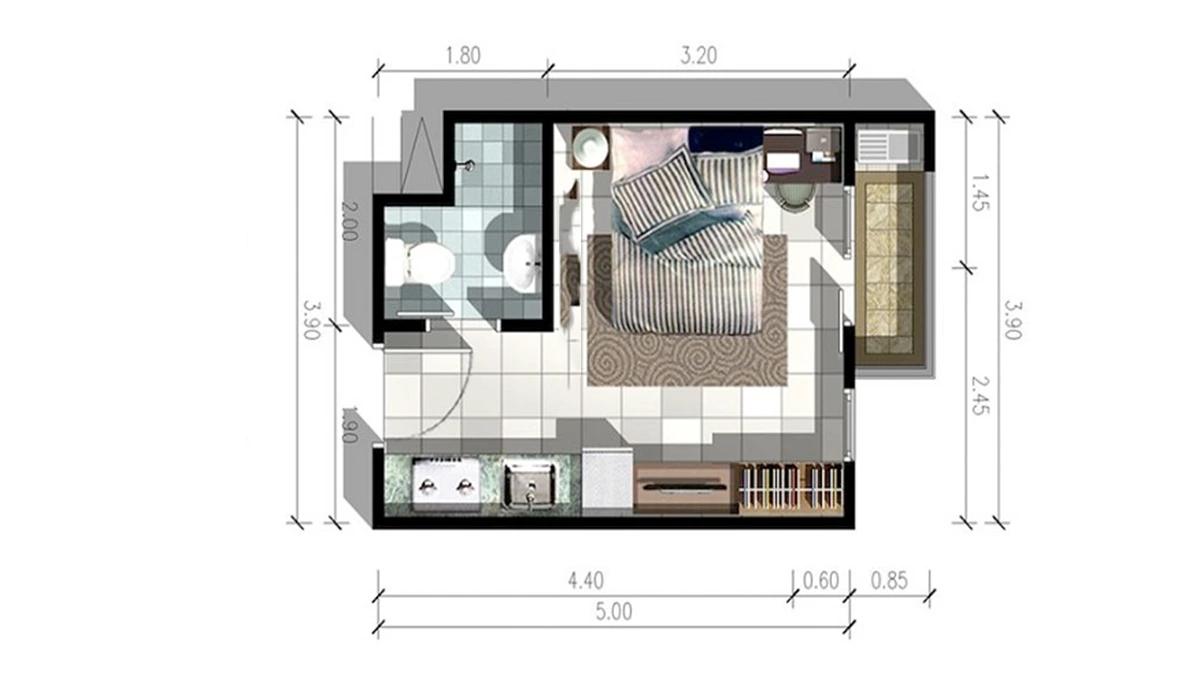 Contoh Denah apartemen Tipe 40